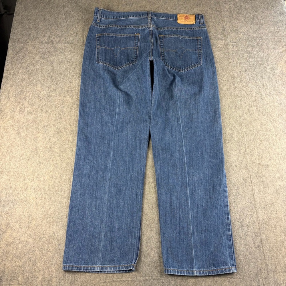 Y2K Baggy Men's Jeans 38x30 ACTUAL Blue Member's Property Skate Embroidered